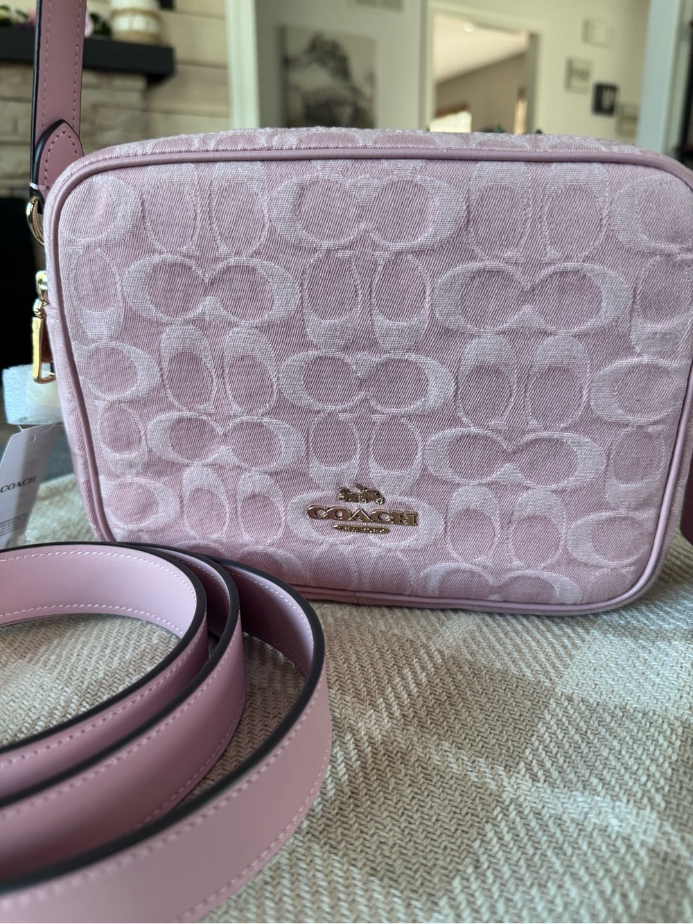 NEW Coach CAREY Crossbody - Signature Pink Denim Jacquard
